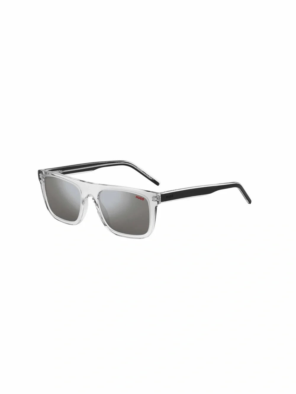 Hugo Boss Clear Frame Black Temples Sunglasses with Silver Mirrors